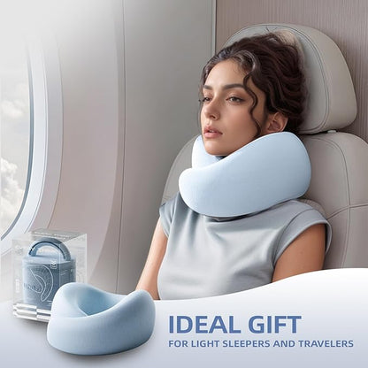 Travel Pillow - Memory Foam Neck Pillow Airplane, Neck Travel Airplane Pillow for Long Flight, 360º Support Plane Pillow, Machine Washable (Blue)