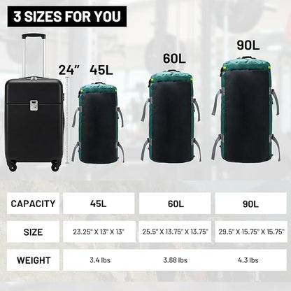 MIER Large Duffel Backpack Sports Gym Bag with Shoe Compartment, Heavy Duty and Water Resistant, Green, 45L