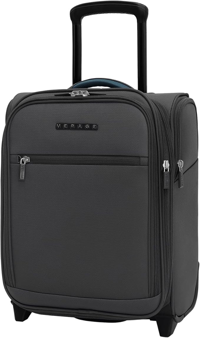 Verage Under Seat Luggage with Wheels, Softside Expanable Small Suitcase Carry On Luggage Bags for Airlines Airplanes Short Trip Men Women (Grey, 16-Inch Rolling Underseat)
