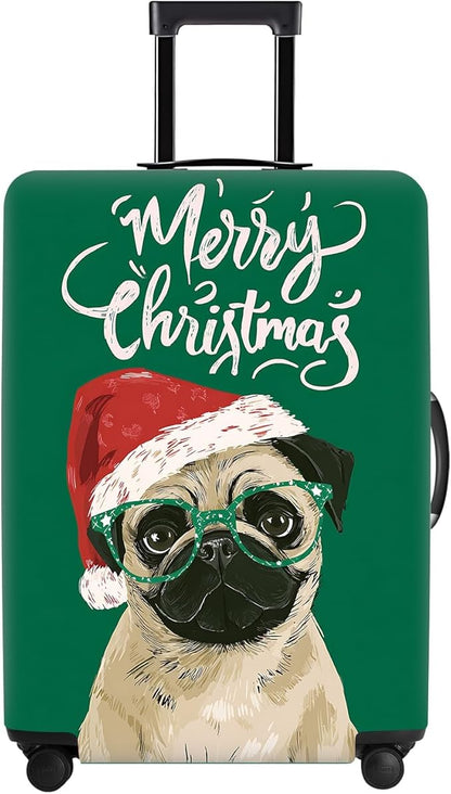Christmas Pug Luggage Cover, Washable Suitcase Cover, Travel Suitcase Protector Anti-scratch Bag cover, S