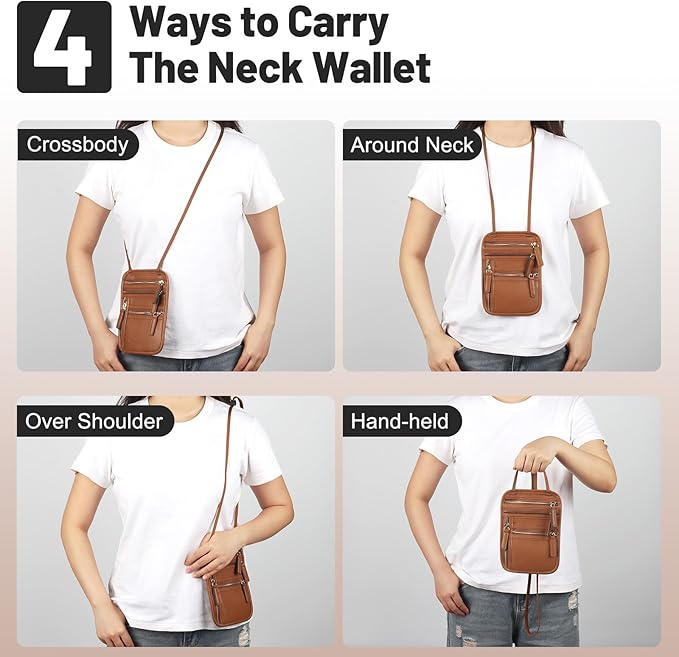 Sizobi Neck Wallet for Traveling Women Men, RFID Blocking Leather Passport Holder Travel Pouch, Family Travel Document Organizer Passport Wallets,International Travel Must Haves Travel Accessories