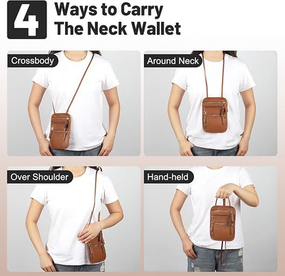 Sizobi Neck Wallet for Traveling Women Men, RFID Blocking Leather Passport Holder Travel Pouch, Family Travel Document Organizer Passport Wallets,International Travel Must Haves Travel Accessories