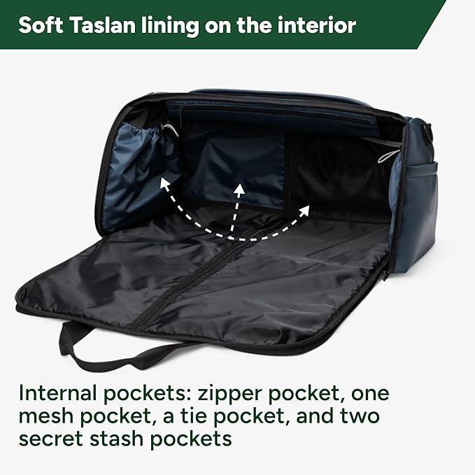 Halfday Convertible 2-in-1 Vegan Leather Premium Garment Duffel Weekender Bag 45L | Carry-On, Wrinkle-Free Travel, Hanging Suit Compartment, Shoe Pockets, Trolley Sleeve, Ocean