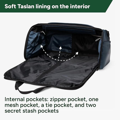 Halfday Convertible 2-in-1 Vegan Leather Premium Garment Duffel Weekender Bag 45L | Carry-On, Wrinkle-Free Travel, Hanging Suit Compartment, Shoe Pockets, Trolley Sleeve, Ocean