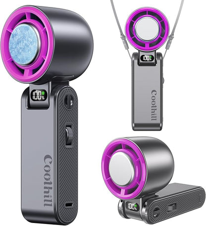 Handheld Portable Fan with Ice Cooler: 100-Speed 5500mAh Rechargeable Handheld Fan, 12H Time Hand Cooling Personal Fans with 20000 RPM Air Turbo Tech for Travel Outdoor Rose Red