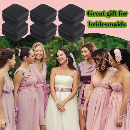 Travel Jewelry Case Bridesmaid Gifts Box,12 Pack Small Jewelry Box Mini Jewelry Organizer,PU Leather Portable Earring Storage Box for Women Girls Bridesmaid Proposal Gifts