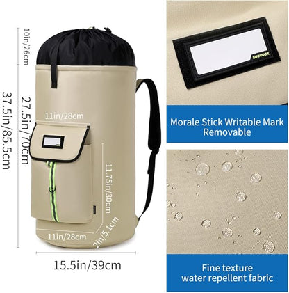 laundry bag backpack,extra-large heavy duty laundry bags,laundry backpack for college students,drawstring closure (Khaki laundry bag)