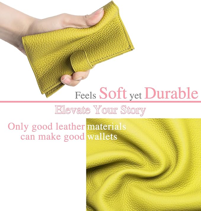 Slim Passport Wallet for Women – RFID Blocking Passport Holder for Travel Women with Card Slots, Coin Pocket & SIM Slot – Genuine Leather Travel Organizer – Lemon Yellow