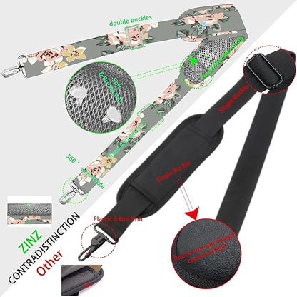 ZINZ Shoulder Strap 78" Universal Handbag Strap with Ultra-thick Fixed Padded and Dual Balanced Adjustable Buckles Shoulder Crossbody Strap for Briefcase Messenger Bag Laptop bag Luggage，Gray rose