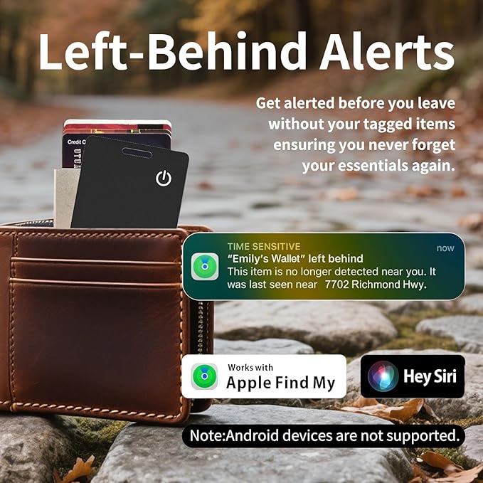 Wallet Tracker Card Air Tags-2Pack (iOS Only), Bluetooth Tracker with Apple Find My, iPhone Smart Card Rechargeable Thin Finder, IP65 Waterproof, Keys Finder, Item Locator for Luggage Tags, Passports