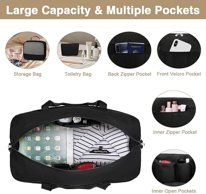 IBFUN Weekender Bags for Women, Travel Duffle Bag with Shoe Compartment Carry on Weekender Overnight Duffel for Weekend Travel Business Trip 3PCS