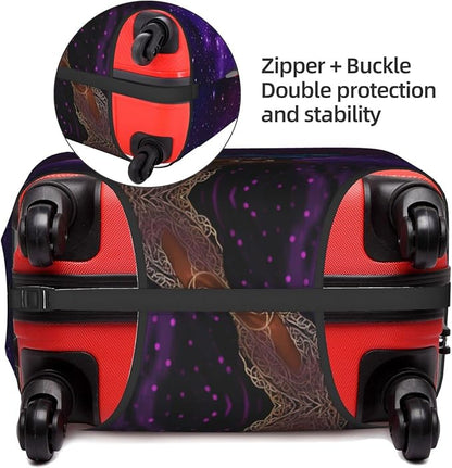 Luggage Cover Protector, Anti-scratch Suitcase Cover, Washable, Space Purple Galaxy, X-Large, For African American Woman, Lady