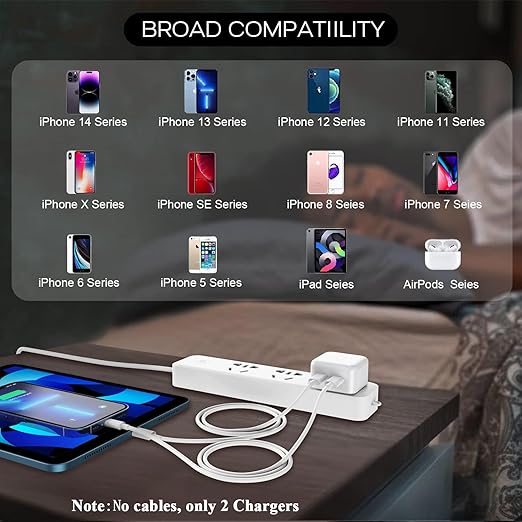 Fast iPhone 15 Charger Block, 2 Pack 40W Dual USB C Wall Charger PD Fast Charging Block Type C Foldable Charger Power Adapter Plug Box Apple Chargers for iPhone 15/14/13 Pro/12 Pro/Mini/iPad