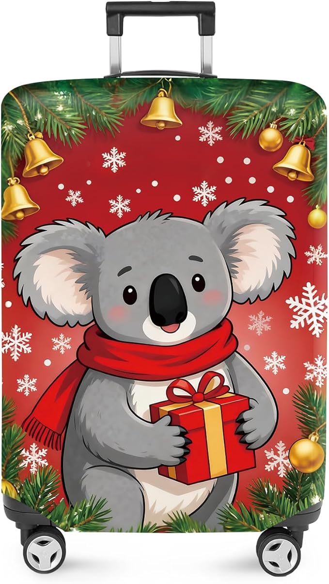 FOREVER QUEEN Christmas Koala Luggage Cover Suitcase Protector Suitcase Cover Anti-Scratch,Stretchable Bag Cover Washable Durable Polyester