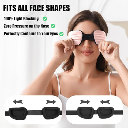 100% Blackout Sleep Eye Mask for Women Men, Zero Pressure Sleeping Mask - Sleeping Mask and Eyelash Friendly Night Blindfold, Adjustable Ultra Soft Comfortable for Dry Eye Mask (Pink)