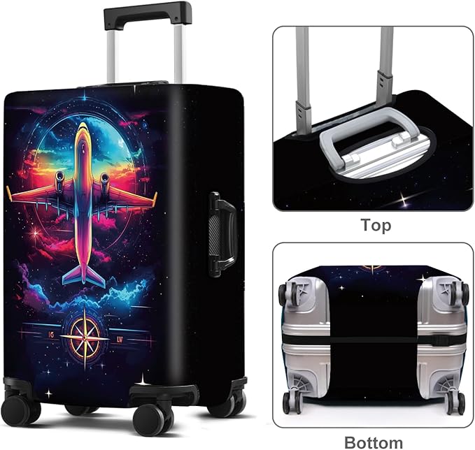Luggage Cover Washable Suitcase Protector Anti-scratch Suitcase cover Fits 20-34 Inch Luggage (Aircraft, XL(32-34inch suitcase))