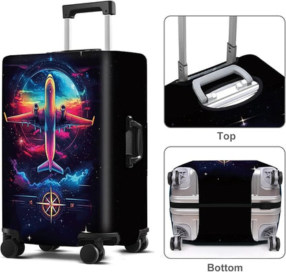 Luggage Cover Washable Suitcase Protector Anti-scratch Suitcase cover Fits 20-34 Inch Luggage (Aircraft, M(24-26inch suitcase))
