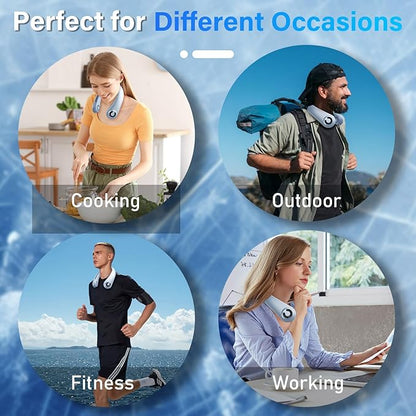 Neck Fan - Portable Neck Fan with Neck Support, 5 Speeds, All Around Airflow, Hand-free Bladeless Personal Cooling Fans, Rechargeable Wearable Fan for Outdoor and Indoor, Festival Gifts for Men Women
