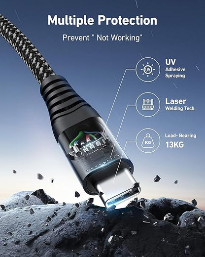 USB A to USB C Cable Fast Charging 10FT 2Pack, Long USB C Cable for Car, Durable Braided USB to USB Type C Cord iPhone USBC Charger for iPhone 17/16/15/Pro Max, Samsung Galaxy S23 and More-Black