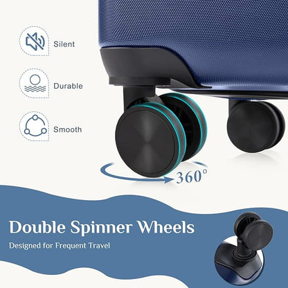 NEWBULIG 21 Inch Carry on Luggage, Lightweight Expandable Rolling Suit Case with TSA Lock, Hard Shell ABS Suitcase with Double Spinner Wheels, Blue