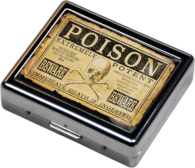 7 Days Chromed Shiny Silver Pill Organizer with Mirror Inside Has 8 Separate Compartments Rectangle Cute Travel Pill Organizer for Purse 7 Days (Extremely Potent)