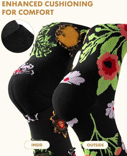 Cute Compression Socks for Women - 3 Pairs 20-30 mmHg Graduated Support Lightweight for Daily Wear Travel Nurse