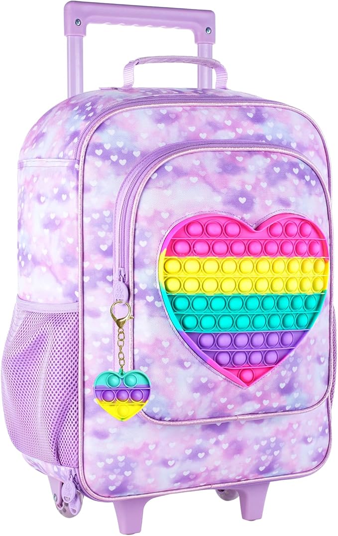 Kids Suitcase with Wheels for Girls and Boys, Rolling Carry on Luggage for Toddler Children