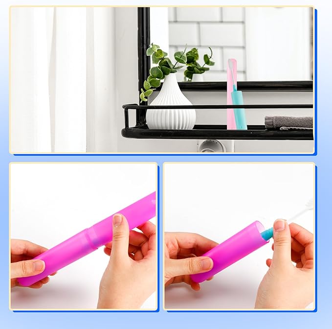 48 PCS Toothbrush Case Set,Travel Toothbrush Case,Plastic Portable Toothbrush Holder,Dust-proof Toothbrush Box Storage,Toothbrushes Carrier for Traveling,Bathroom,School,Home, Camping,6 Colors
