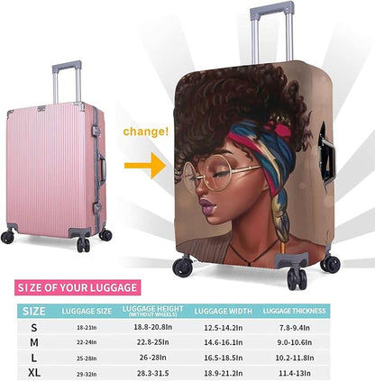 Travel Suitcase Protector African American Woman Elastic Protective Washable Luggage Cover With Concealed Zipper Suitable For Large (A little large)