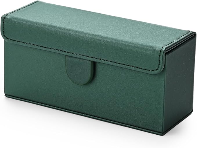 Leather Travel Jewelry Box, Portable Pocket Size Ring Box for Women, Mini Jewelry Travel Case Small Ring Holder Organizer with 12 Slots for purse(Green)