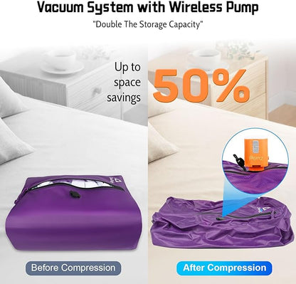 Zurligi Vacuum Bags for Travel with Pump, Vacuum Compression Bag with Adjustable Shoulder Strap, IP67 Reusable Vacuum Packing Cubes for Luggage, Backpack, Suitcase, Yoga, Swim, Beach