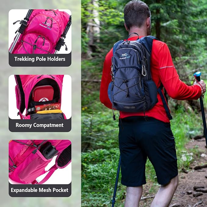 Insulated Hydration Backpack Pack with 2L Water Bladder Lightweight 22L Hiking Backpack Bag for Women Men Daypack for Hiking Running Festival Camping Biking