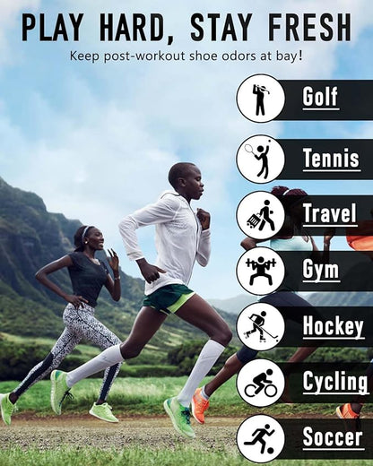 Smell Proof Shoe Bags for Travel-Soccer Cleat Bag Smell Proof with Active Carbon Fabric | Odor-Absorbing Water-Resistant Track Shoe bags for Sports (2 Black with Green, UP TO US14)