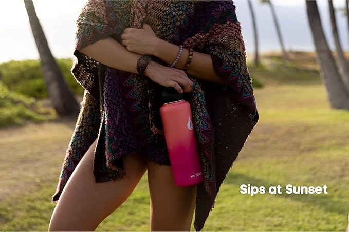 HYDRO CELL Stainless Steel Insulated Water Bottle with Straw - For Cold & Hot Drinks - Metal Vacuum Flask with Screw Cap and Modern Leakproof Sport Thermos for Adults (Coral/Punch 40oz)