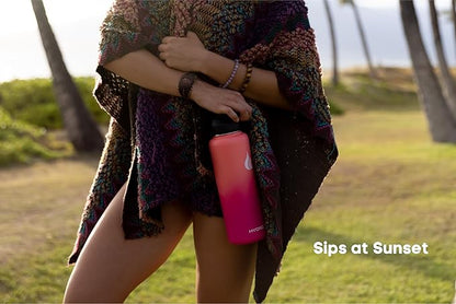 HYDRO CELL Stainless Steel Insulated Water Bottle with Straw - For Cold & Hot Drinks - Metal Vacuum Flask with Screw Cap and Modern Leakproof Sport Thermos for Adults (Coral/Punch 40oz)