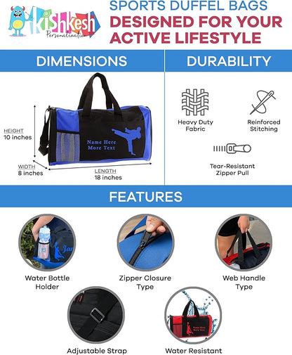 Personalized Kids 18 Inch Sport Duffel Bag With Custom Name & Text - Gymnastics