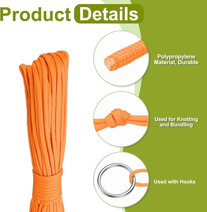 uxcell 4mm Nylon Rope, 10ft Portable Clothesline for Luggage and Backpack Tie Downs, Hanging Clothes, Swings, Camping and Mountaineering Tie Downs, Orange