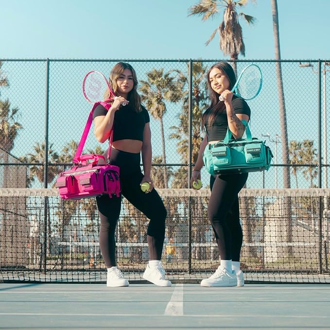 WOLFpak 20L Mini Duffle Bag for Gym & Travel | Waterproof Carry-On Weekender Bag with Shoe Compartment, Hard Bottom, and Tactical Molle System (Voodoo Pink)