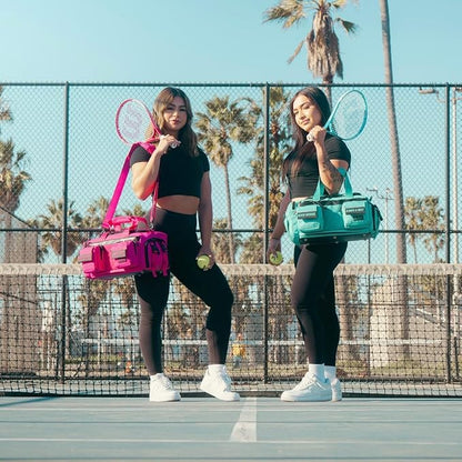 WOLFpak 20L Mini Duffle Bag for Gym & Travel | Waterproof Carry-On Weekender Bag with Shoe Compartment, Hard Bottom, and Tactical Molle System (Voodoo Pink)