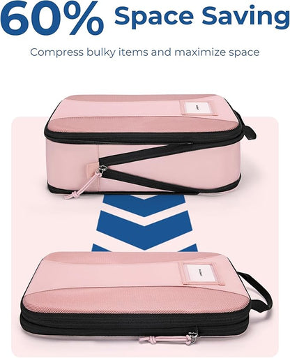 BAGSMART Compression Packing Cubes, 6 PCS Packing Cubes for Suitcases, Travel Bags Organizer for Luggage, Lightweight Packing Cube for Travel Essentials