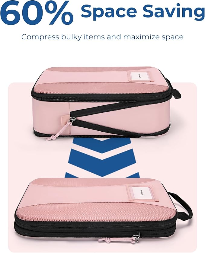 BAGSMART Compression Packing Cubes, 6 PCS Packing Cubes for Suitcases, Travel Bags Organizer for Luggage, Lightweight Packing Cube for Travel Essentials