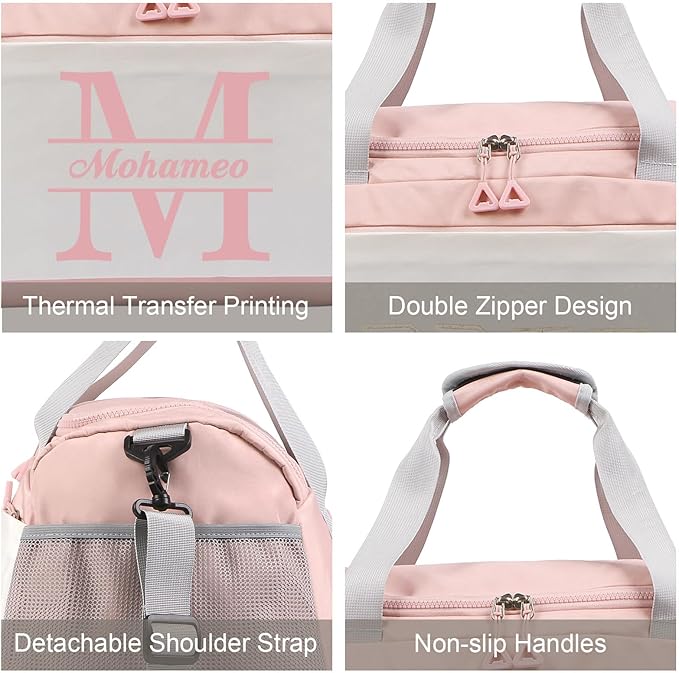 Personalized Travel Duffel Bag with Name - Custom Letter Oxford Cloth Gym Bag with Shoes & Wet Pockets Sport Bag Weekender Overnight Bag for Traveling for Women Men Gift for Christmas Groomsman Brides
