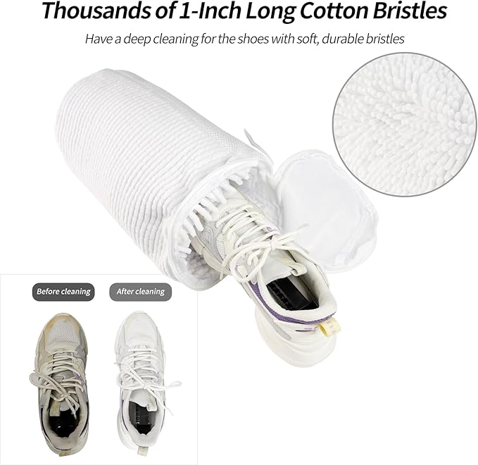 GOGOODA Shoes Was Bags for Laundry with Shoe Trees, 2 PCS Sneakers Washing Bags for Washers and Dryers, Durable Shoe Cleaning Bag for Gym, Tennis Shoes Unstain Cleaner Kit(White, 2Pack)