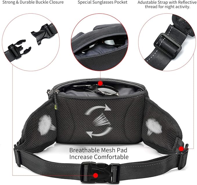 TUDEQU Hiking Fanny Pack for Men Women Large Hiking Waist Packs Mens Fanny Pack Crossbody Waist Bag for Men for Travel