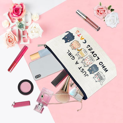 ancpeany Cat Gifts for Women Makeup Bag, Cat Lover Gifts for Cats Lovers, Cats Themed Lady Gift, Cats Mom Accessories Stuff for Teens Girls Daughter Birthday Decorations, Cosmetic Bag Zipper Pouch