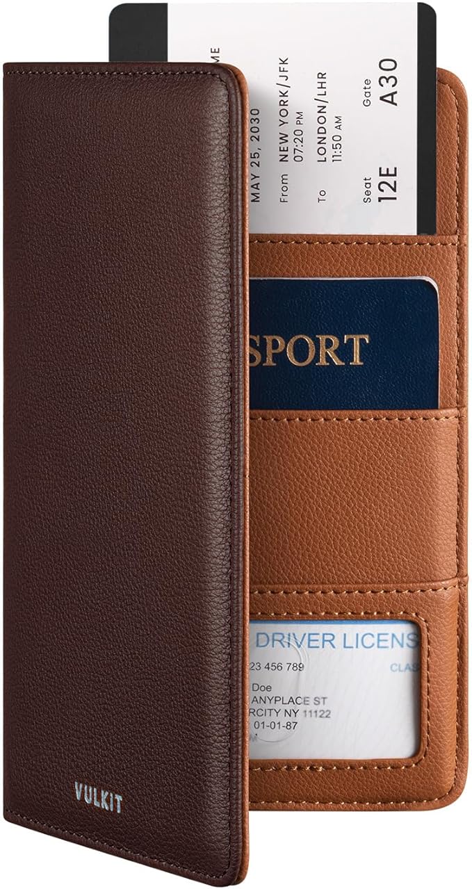 VULKIT Passport Holder Wallet RFID Blocking Travel Wallet for Men & Women