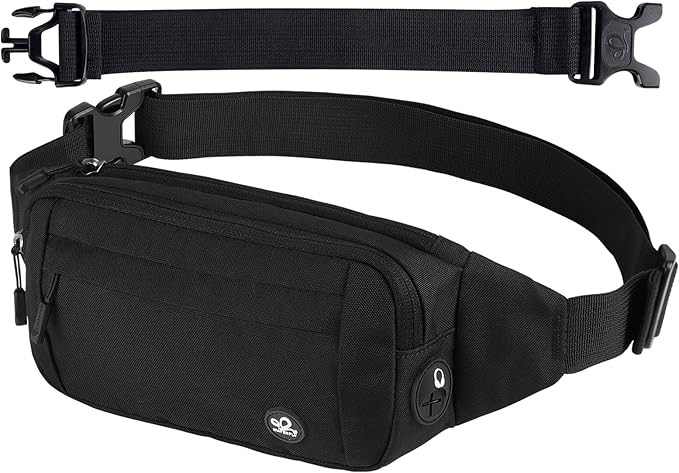 WATERFLY Fanny Pack Waist Bag: Small Hip Pouch Bum Bag Fannie Pack Phanny Fannypack Waistpack Bumbag Beltbag Sport Slim Fashionable for Jogging Hiking Hiker Woman Man