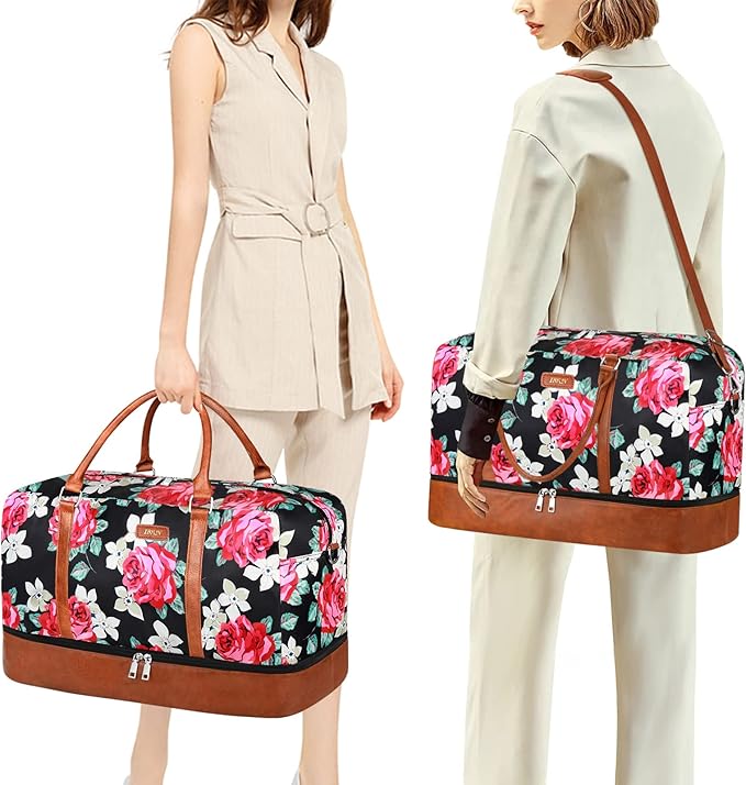 IBFUN Weekender Bags for Women, 21" Weekender Travel Bag, Travel Duffle Bag with Shoe Compartment Carry on Overnight Duffel Bag for Weekend Travel Business Trip, 3PCS