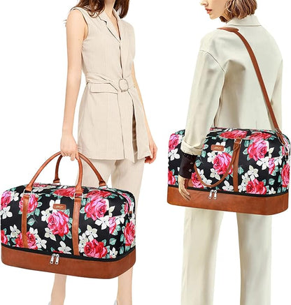 IBFUN Weekender Bags for Women, 21" Weekender Travel Bag, Travel Duffle Bag with Shoe Compartment Carry on Overnight Duffel Bag for Weekend Travel Business Trip, 3PCS