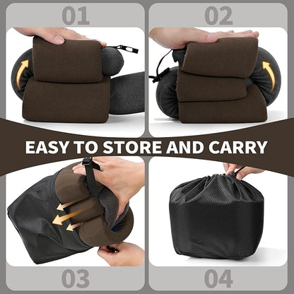 3-Ring Memory Foam Travel Neck Pillow It has obtained a Patent. The Three Rings can be movably Adjusted to Provide Flexible Support for The Neck, Head, and Other Areas.Brown